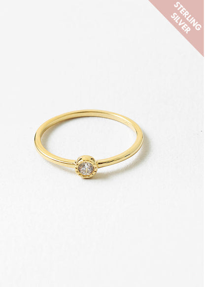 Delicate Round Crystal Stacking Ring