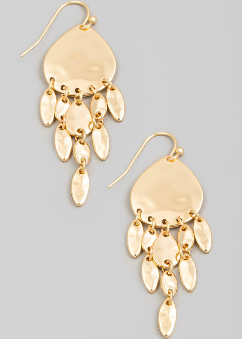 Metallic Oval Chain Fringe Hook Drop Earring