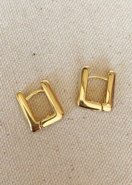 18K Gold Filled Rectangle Huggie