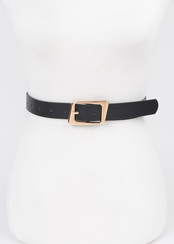 Faux Leather Metal Buckle Belt (2 Colors)