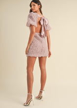 Load image into Gallery viewer, Ella Textured Floral Appliqué Puff Sleeve Mini Dress
