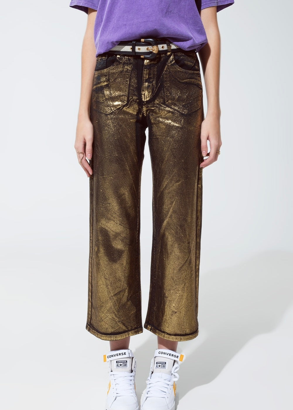Akira Black/Gold Straight Jean