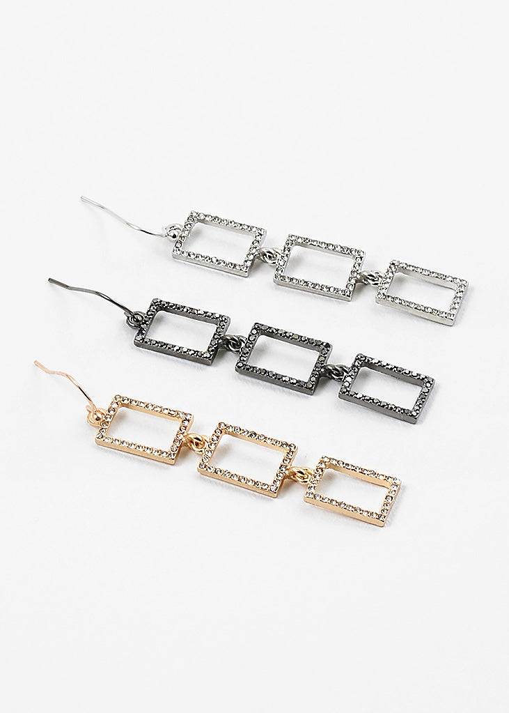 Rhinestone Geometric Drop Earring