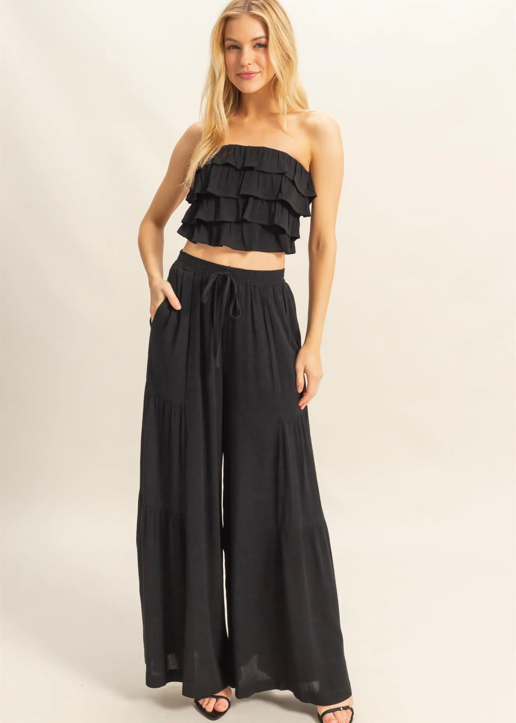 Shakira Ruffle Top and Flowy Pant Set (3 Colors)