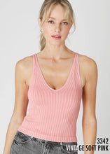 Load image into Gallery viewer, Vintage Wide Ribbed V Neck Top
