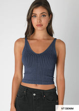 Load image into Gallery viewer, Vintage Wide Ribbed V Neck Top
