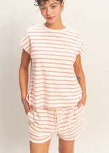 Load image into Gallery viewer, Terry Cloth Stripe Cap Sleeve Tee (5 Colors)
