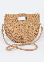 Load image into Gallery viewer, Half Moon Straw Clutch
