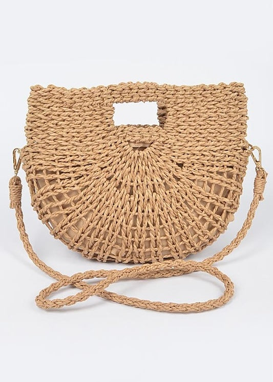 Half Moon Straw Clutch
