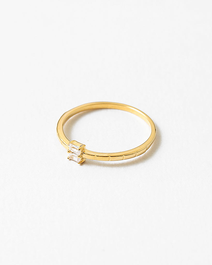 Delicate Rectangle Crystal Stacking Ring