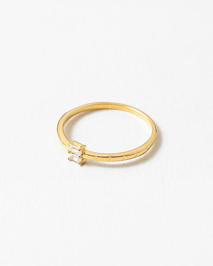 Delicate Rectangle Crystal Stacking Ring