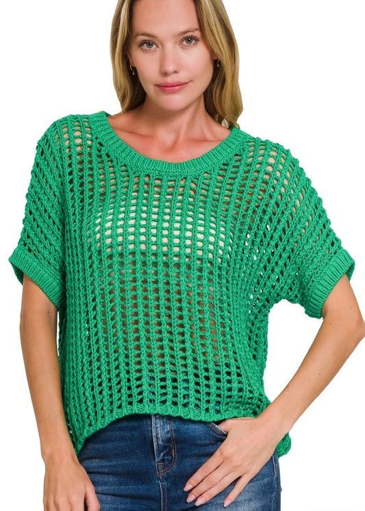Crochet Dolman Sleeve Sweater (3 Colors)
