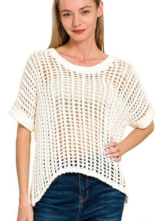 Crochet Dolman Sleeve Sweater (3 Colors)