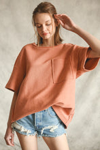 Load image into Gallery viewer, Not So Basic Textured Oversized Pocket Tee
