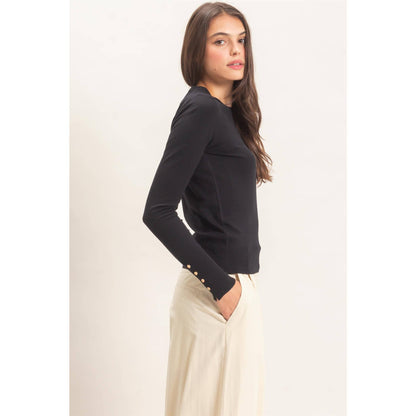 Crew Neck Sweater With Ribbed Hem (2 Colors)