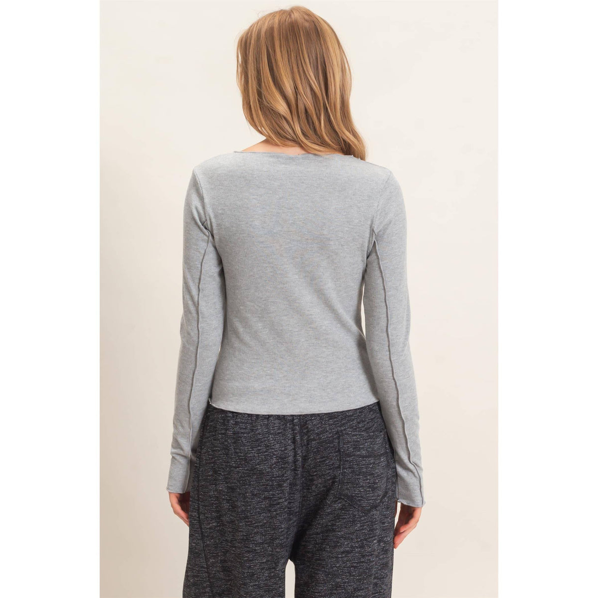 Ruffled Ribbed Long Sleeve Top (2 Colors)