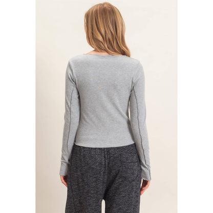 Ruffled Ribbed Long Sleeve Top (2 Colors)