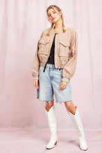 Load image into Gallery viewer, Washed Linen Bomber Jacket
