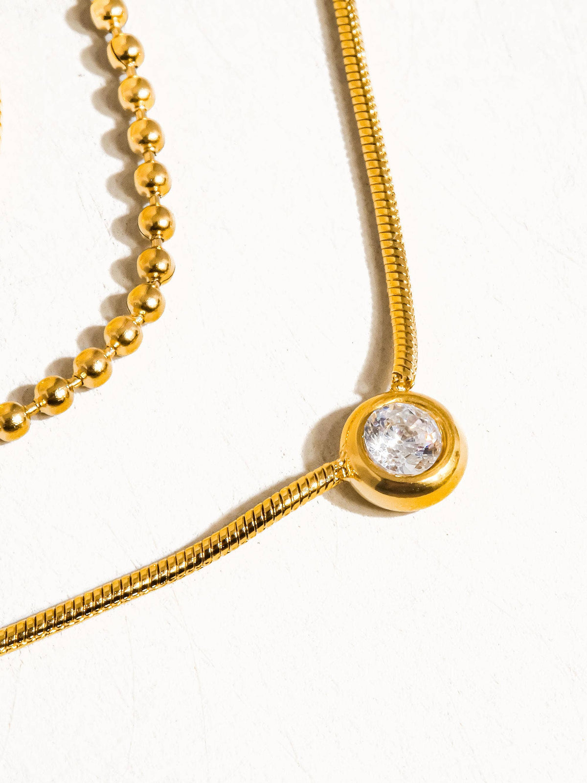 Paulette 18K Gold Trilayer CZ Chain Necklace