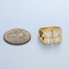Load image into Gallery viewer, 24K Gold Filled Double Baguette CZ Signet Wrap Ring
