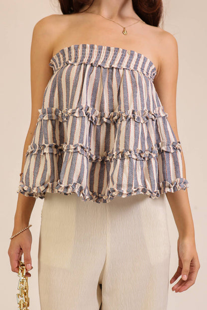 Blue Harbor Ruffle Tiered Strapless Top