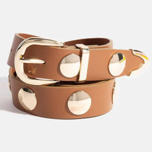Load image into Gallery viewer, Metallic Disc Studded Faux Leather Belt

