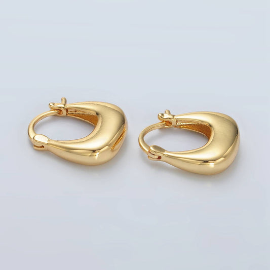 24K Gold Filled Dome Square Latch Hoop Earrings