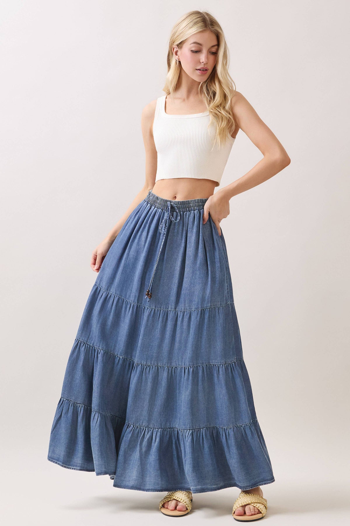Josie Tencel Tiered Maxi Skirt