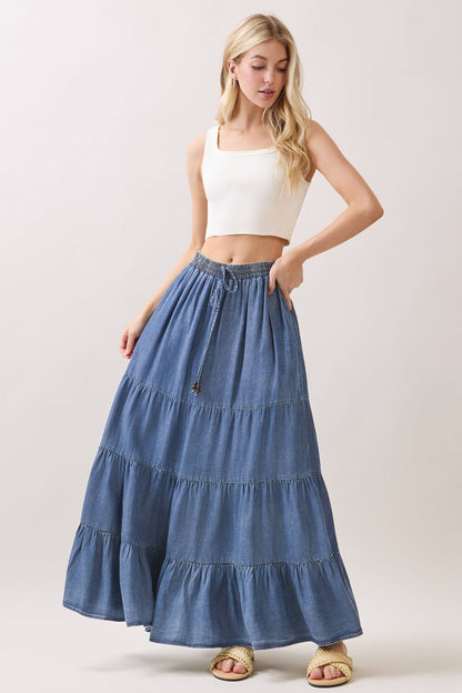 Josie Tencel Tiered Maxi Skirt