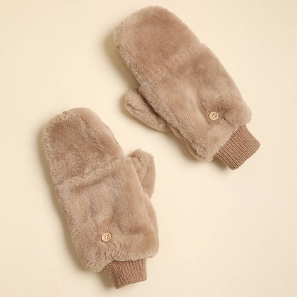 Faux Fur Convertible Mittens (4 Colors)