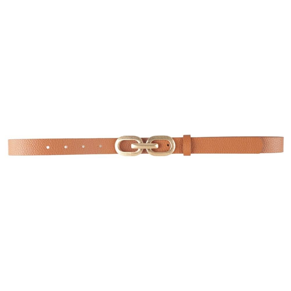 LINK DESIGN BUCKLE SKINNY BELT
