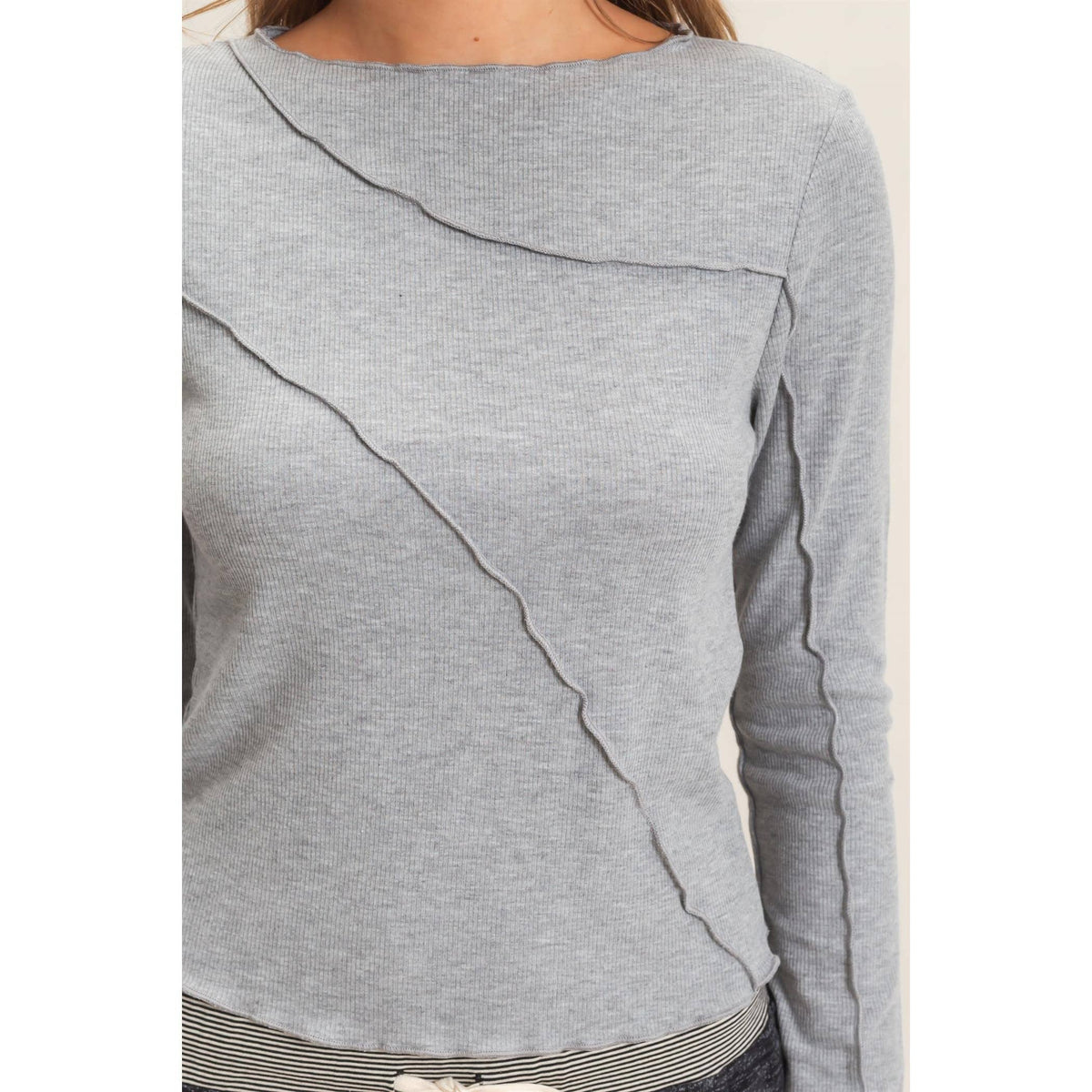 Ruffled Ribbed Long Sleeve Top (2 Colors)