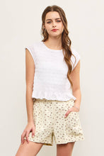 Load image into Gallery viewer, Lila SMOCKED CAP SLEEVE RUFFLE HEM TOP
