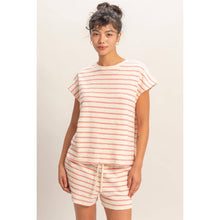 Load image into Gallery viewer, Terry Cloth Stripe Cap Sleeve Tee (5 Colors)
