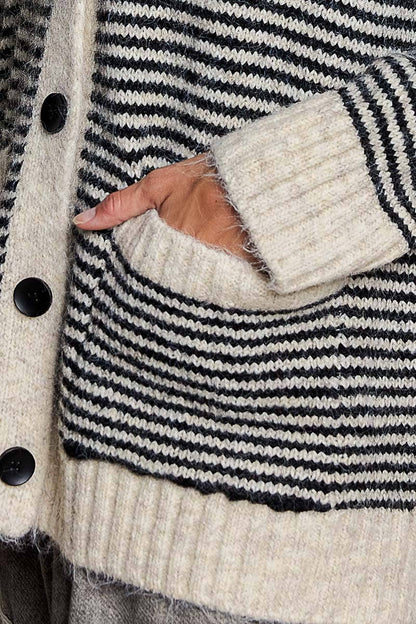 The Aspen Striped Knit Sweater Cardigan
