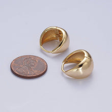 Load image into Gallery viewer, 24K Gold Filled Wide Chubby Band Hoops Huggie Earrings
