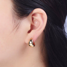 Load image into Gallery viewer, 24K Gold Filled Wide Chubby Band Hoops Huggie Earrings
