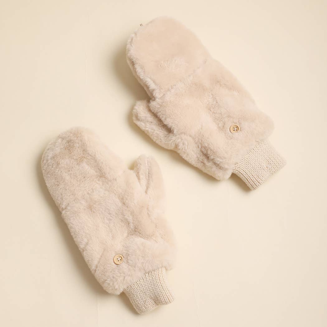Faux Fur Convertible Mittens (4 Colors)