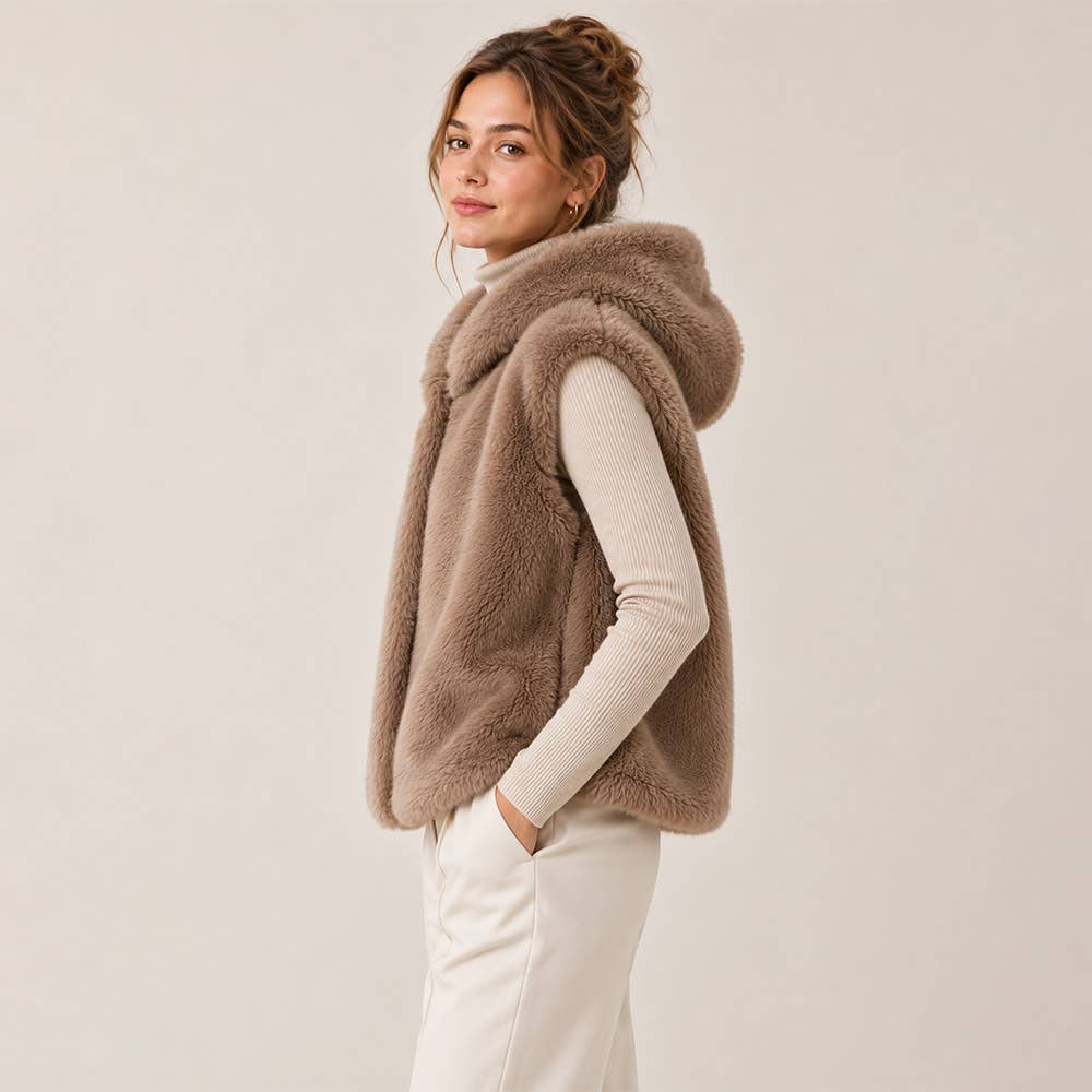 The Mila Faux Fur Hooded Vest