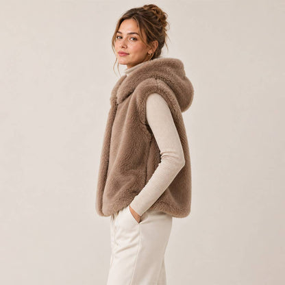 The Mila Faux Fur Hooded Vest