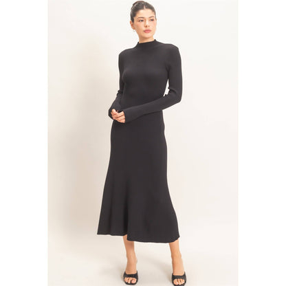 The Arden Ribbed Mock Neck Midi Dress