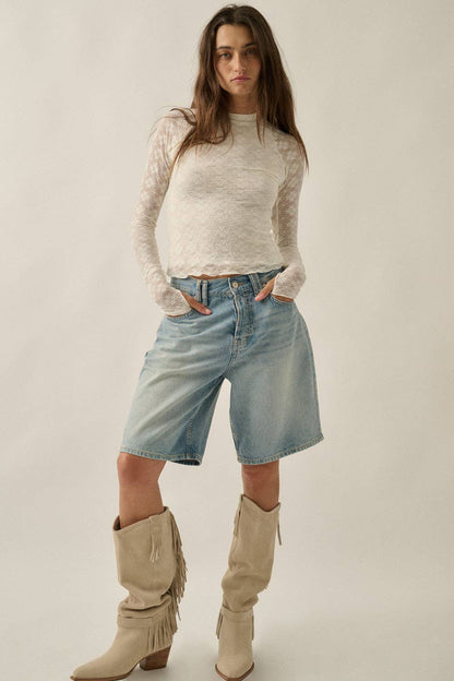 The Camille Floral Lace Top Mock
