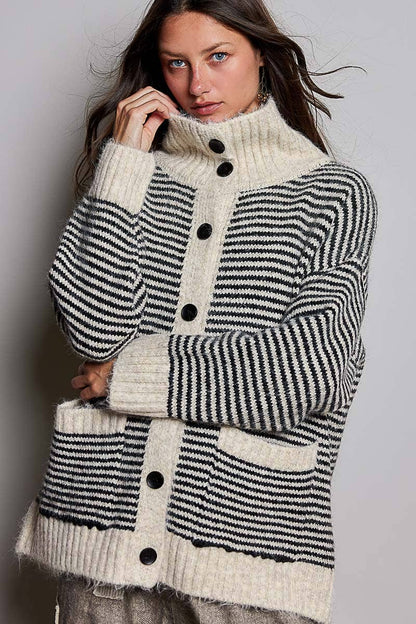 The Aspen Striped Knit Sweater Cardigan