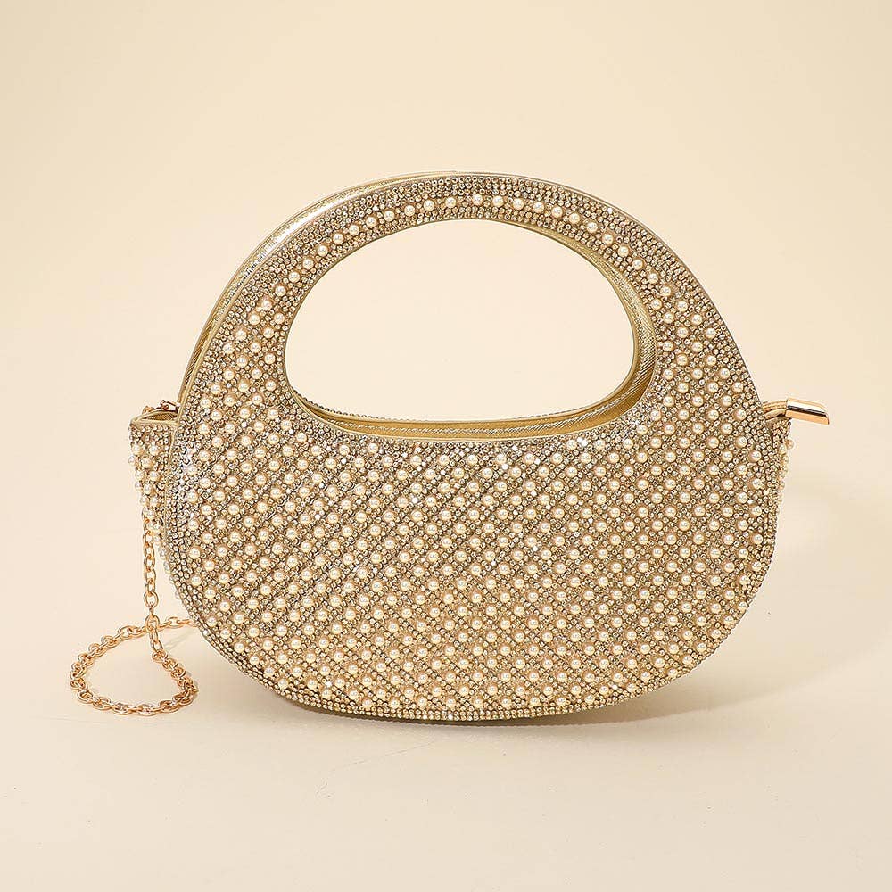 Pearl Rhinestone Evening Crossbody Handbag