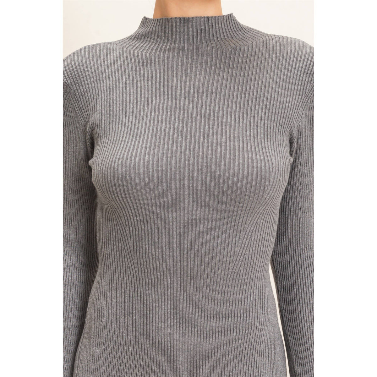 The Arden Ribbed Mock Neck Midi Dress
