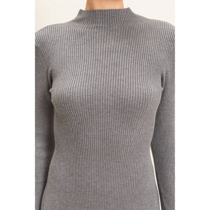 The Arden Ribbed Mock Neck Midi Dress