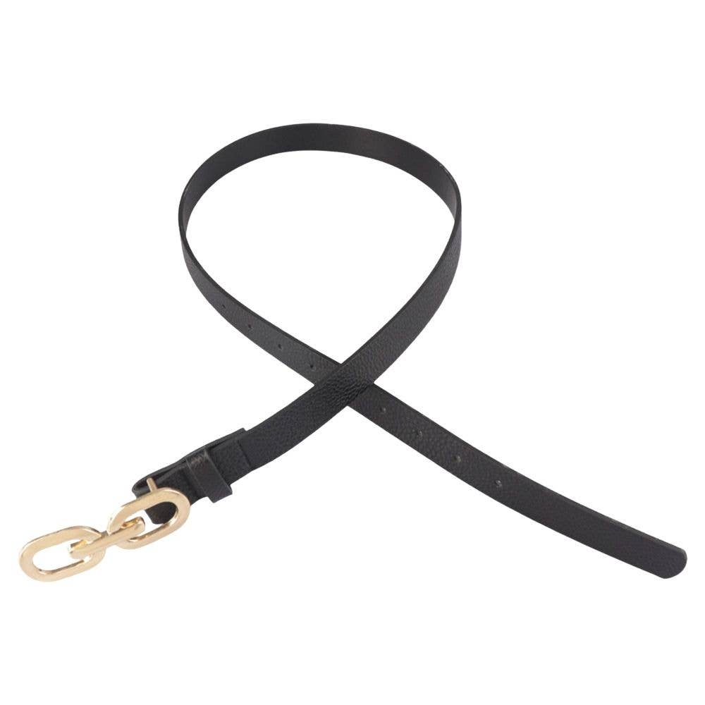 LINK DESIGN BUCKLE SKINNY BELT