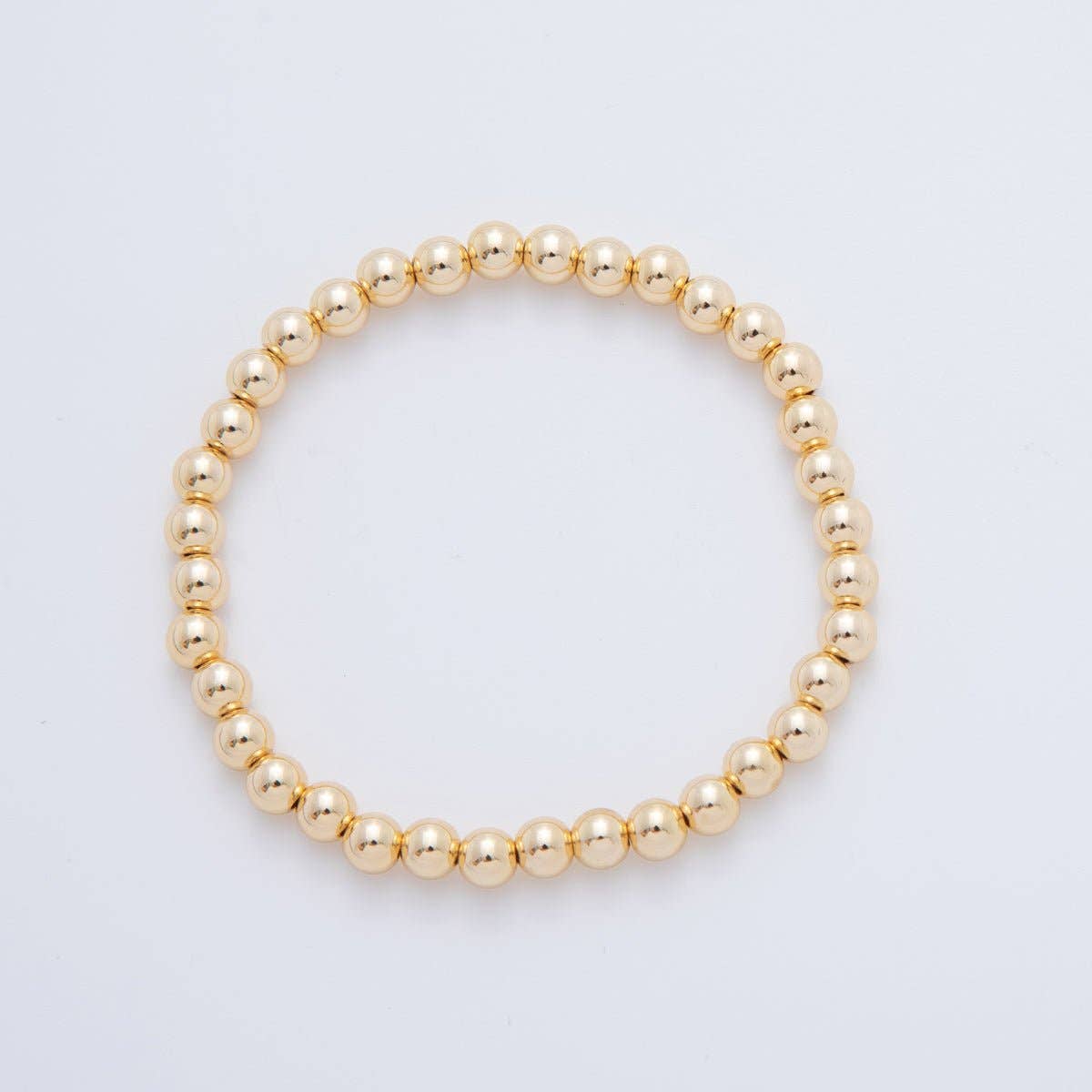 16K Gold Filled 5mm Minimalist Round Ball Stretch Bracelet