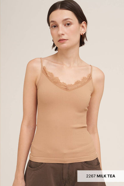 Olivia Lace Trim V-Neck Cami (5 Colors)