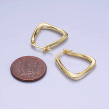 Load image into Gallery viewer, 14K Gold Filled Twisted Edged Triangle Latch Hoop Earrings
